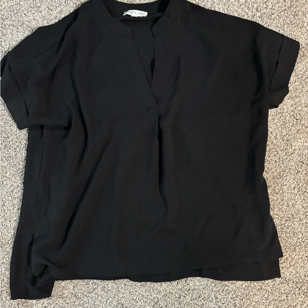 She + Sky Classic Black Blouse